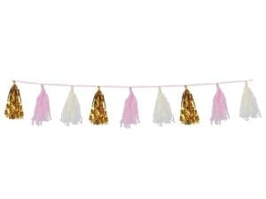 9.75" X 8' Baby Shower Metallic Tissue Tassel Garland