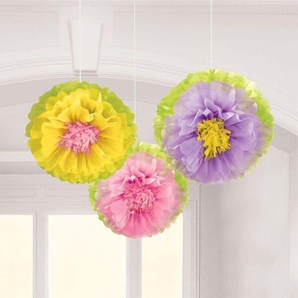 Spring Flower Fluffy Hanging Decor - Set of Three - Image 2