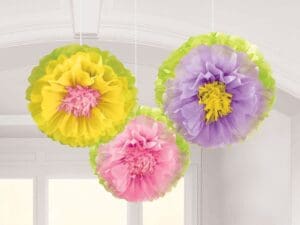 Spring Flower Fluffy Hanging Decor - Set of Three