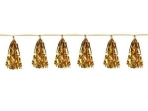 9.75" X 8' General Occasion Gold Metallic Tassel Garland