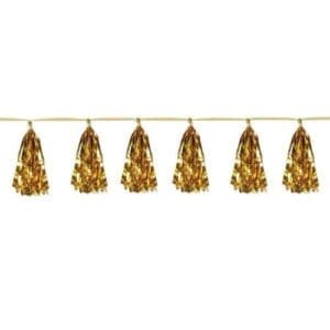9.75" X 8' General Occasion Gold Metallic Tassel Garland