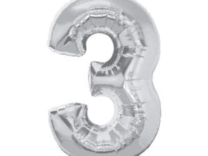 44" Number 3 Silver Foil Balloon