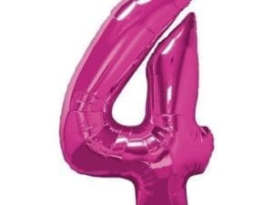 34" Number 4 Magenta Balloon