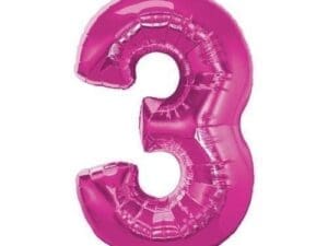 34" Number 3 Magenta Balloon