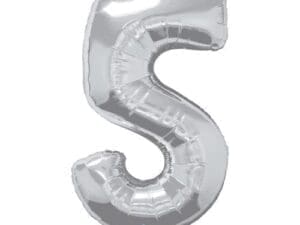 34" Number 5 Silver Balloon