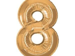 34" Number 8 Gold Foil Balloon