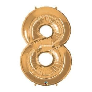 34" Number 8 Gold Foil Balloon