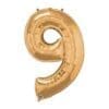 34" Number 9 Gold Balloon