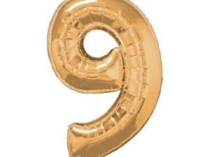 34" Number 9 Gold Balloon