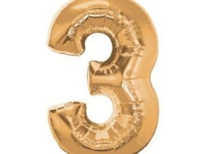 34" Number 3 Gold Foil Balloon
