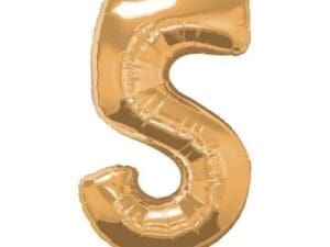 34" Number 5 Gold Balloon