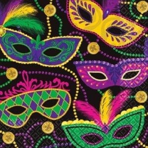 Mardi Gras Masks Mardi Gras Paper Beverage Napkin