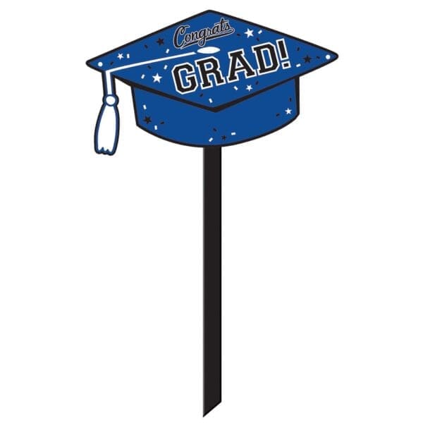 Blue Congrats Grad Yard Sign Decorations