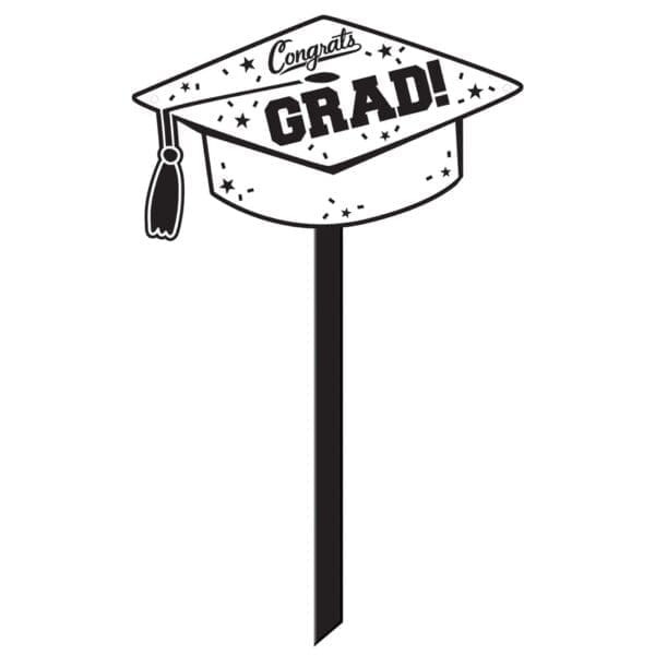 White Congrats Grad Yard Sign Decorations
