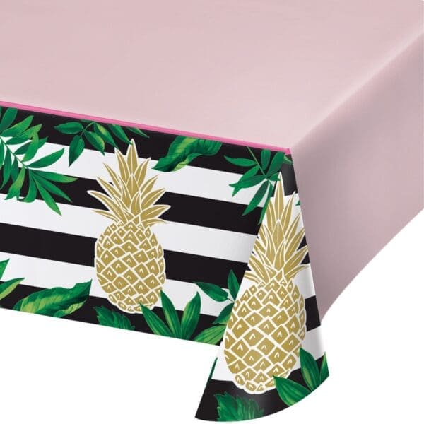 Pineapple Wedding Themed Rectangular Decorative Plastic Table Covers 102"