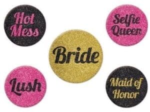 2 & 1.75 in. Team Bride Party Buttons
