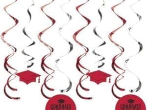 Red Graduation Dizzy Danglers, 8 Pk