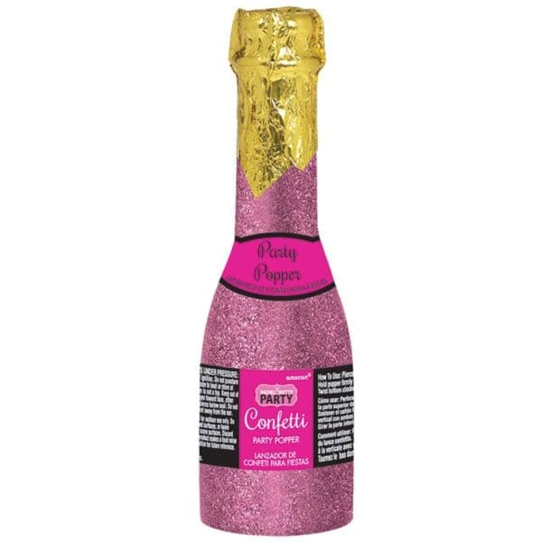 Glitter Pink Champagne Bottle Confetti Popper