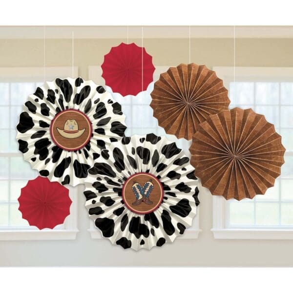 Western 'Yeehaw' Paper Fan Decorations (6ct)