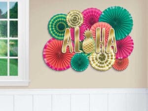 Aloha Deluxe Paper Fan Decoration Kit, 17pcs