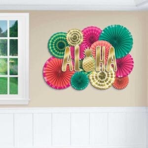 Aloha Deluxe Paper Fan Decoration Kit, 17pcs