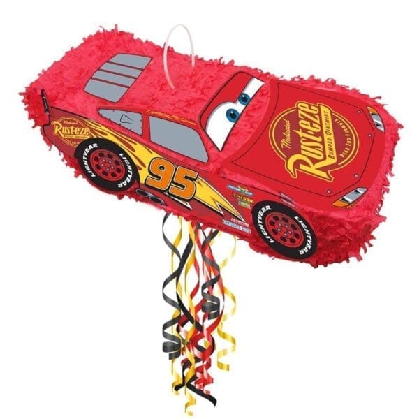 Pull String Lightning McQueen Car Pinata - Cars 3 Birthday Party Supplies