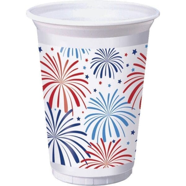 Patriotic Patterns 16 Oz Plastic Cups, 8 Pack