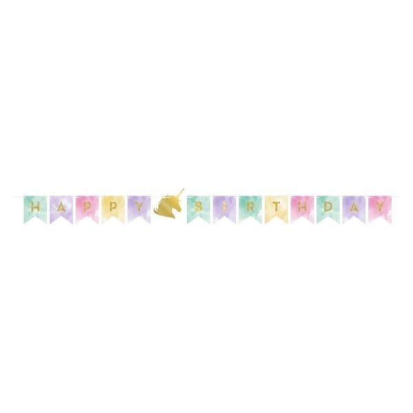 Unicorn Sparkle 8' Shaped Birthday Banner (1)