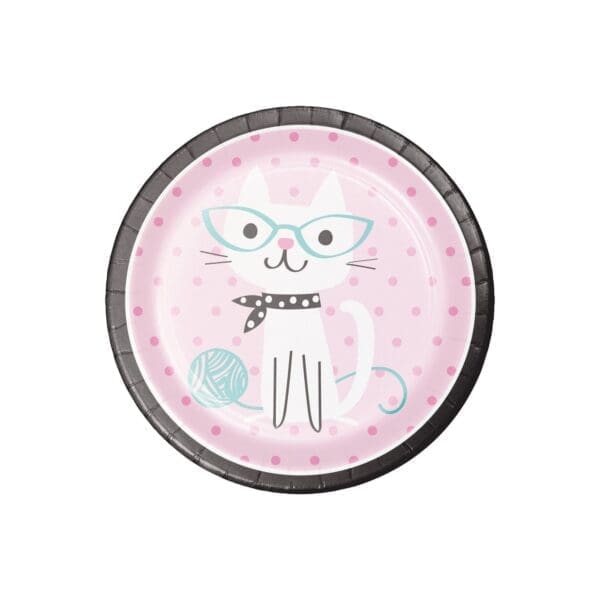 Pink - Cat Party Paper Plate - Set of Eight - Image 2