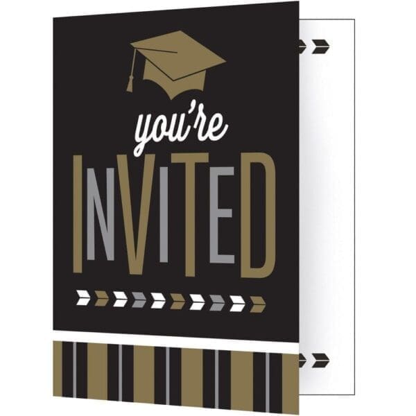 Black and Brown Glitzy Graduation Invitation Cards 7.5" - Image 2