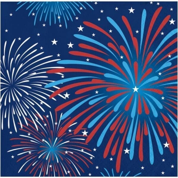 Firework Celebration Beverage Napkins, 16 Pack