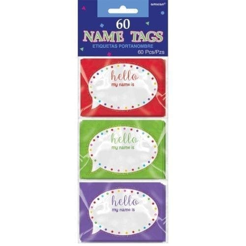 Glitter Hello Name Tags 60ct