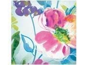Pink and Blue Painterly Floral Printed Beverage Napkin 5"