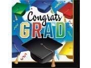 Black and Blue Grad Celebration Printed Square Luncheon Napkin 6.5"