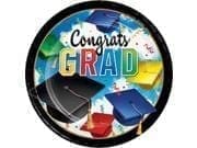 Blue and Black Grad Celebration Designed Dinner Plate 8.875"