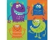Multicolored Fun Monsters Disposable Party Luncheon Napkins 6.5"