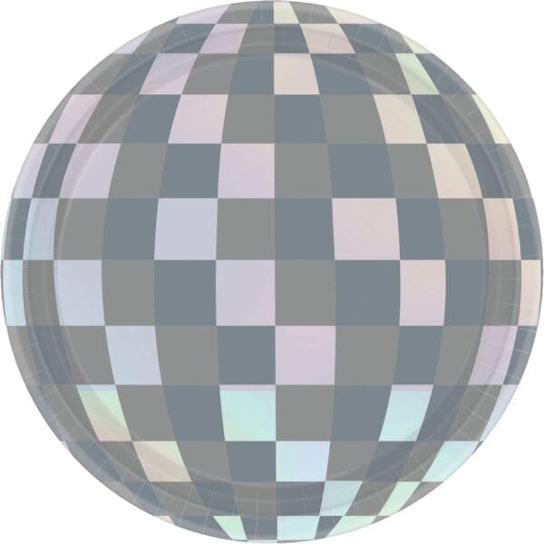 7 in. New Year Disco Ball Drop Round Plates - 8 Piece per Pack