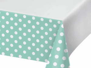 Dots & Stripes Fresh Mint Plastic Tablecloth