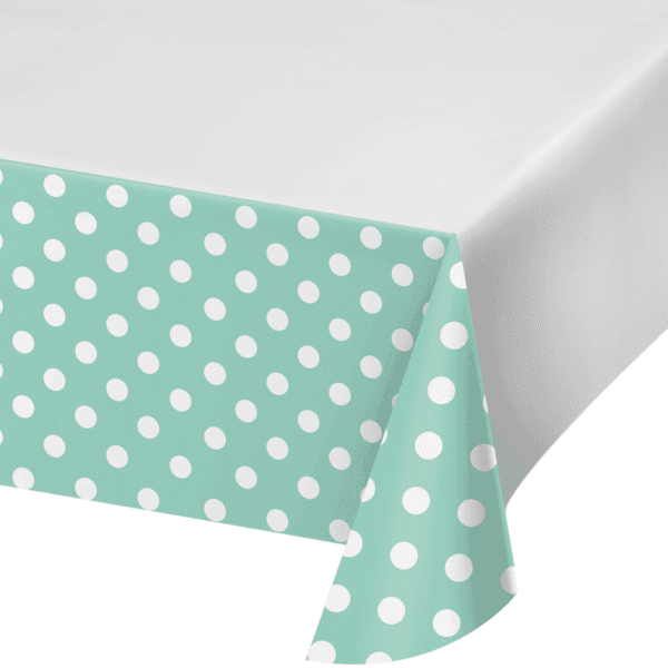 Dots & Stripes Fresh Mint Plastic Tablecloth