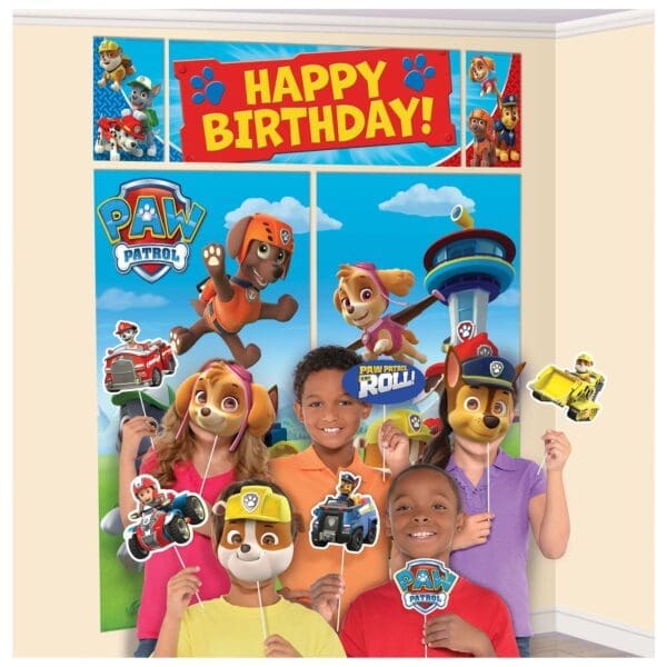 Paw Patrol Boys Child Birthday Party Photo Backdrop & Props Set