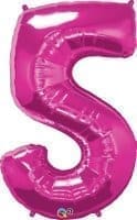 Number 5 Foil Balloon, Magenta
