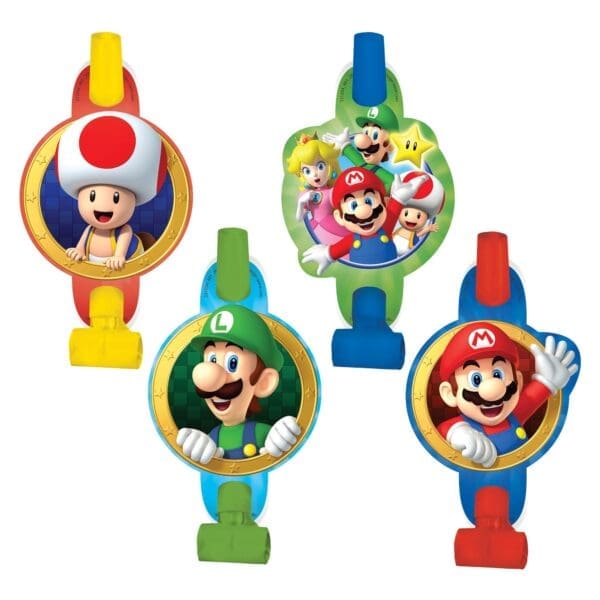 Super Mario Brothers Birthday Party Assorted Colors Blowouts, Multicolor, 5"