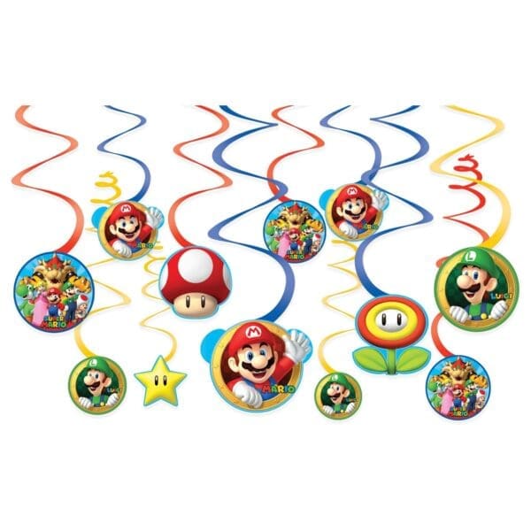 Super Mario Value Pack Foil Swirl Decorations