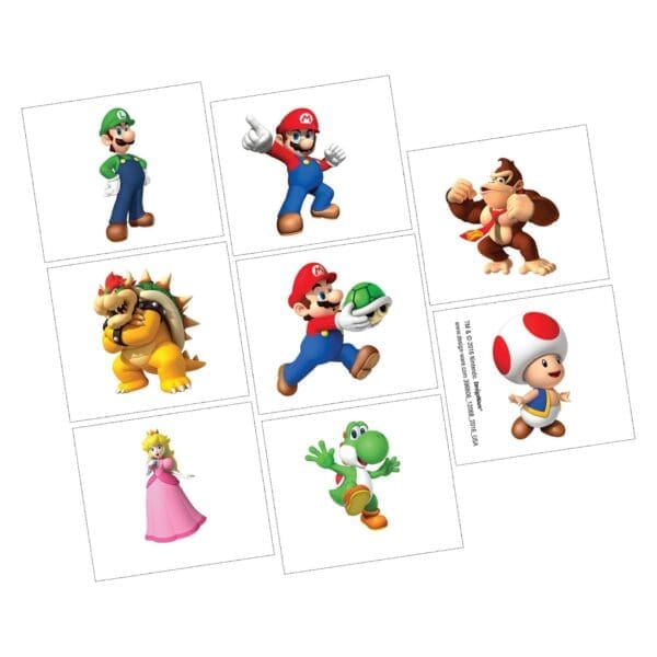 Super Mario Brothers Birthday Party Temporary Tattoo Favors