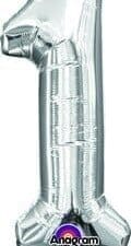 Anagram 78523 16 in. Number 1 Silver Shape Air Fill Foil Balloon