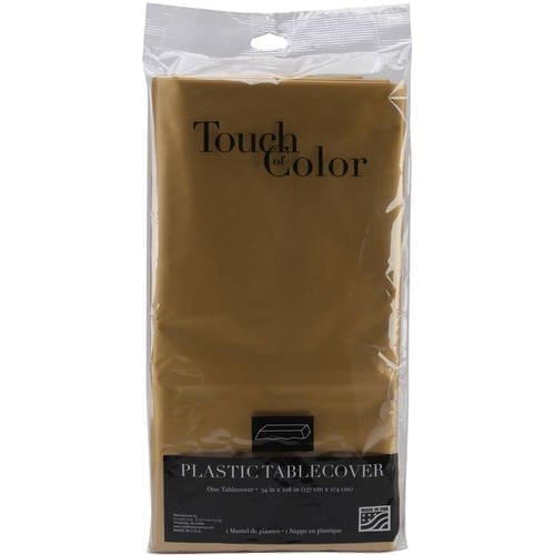 Plastic Tablecover 54"X108"-Glittering Gold