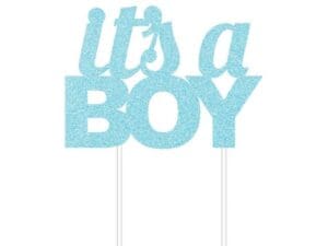 Creative Converting Blue Glitter It'S a Boy Cake Topper