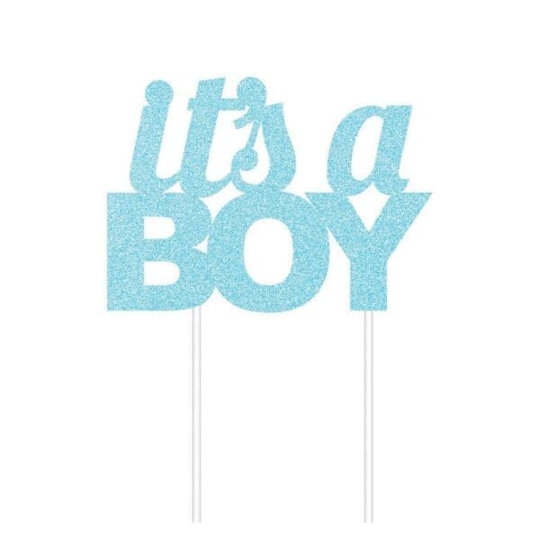 Creative Converting Blue Glitter It'S a Boy Cake Topper