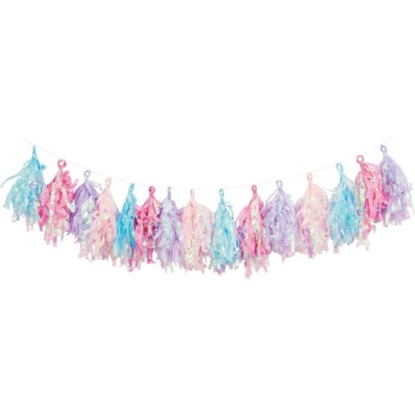 Iridescent Blue, Pink, & Purple Tassel Garland