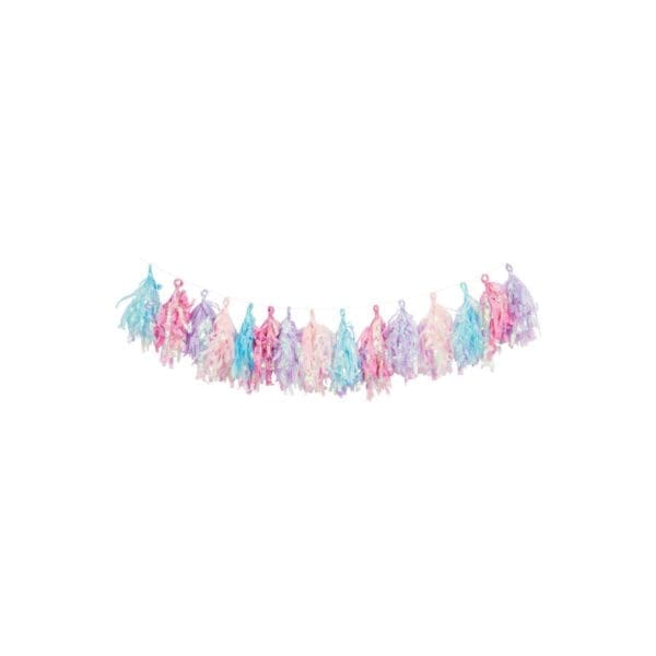 Iridescent Blue, Pink, & Purple Tassel Garland - Image 2